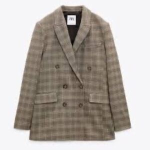 Zara Brown Plaid Blazer